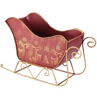 Dekoratief | Bakje slee &#039;Deer&#039;, rood/goud, metaal, 24x12x14cm | A255574