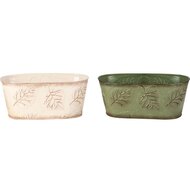 Dekoratief | Bloempot &#039;Autumn Twigs&#039;, groen/wit, metaal, 26x13x11cm, set van 2 stuks | A255580