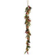 Dekoratief | Deco slinger m/bessen/dennenappels, groen/rood/goud, 115cm | A255596