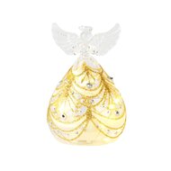 Dekoratief | Engeltje staand m/parels, transparant/goud, glas, LED, 7x7x11cm | A255652