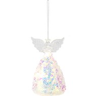 Dekoratief | Hanger engeltje m/pailletten, glas, LED, 8x8x12cm | A255658