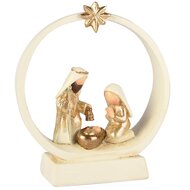 Dekoratief | Kerststalfiguren in boog, wit/goud, resina, 10x4x12cm | A255708