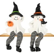 Dekoratief | Spookje m/hangbeentjes, wit/zwart, resina, 8x7x18cm, set van 2 stuks | A255746