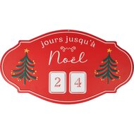 Dekoratief | Wanddeco kalender 'Jours Jusqu'… No‰l', rood, metaal, 45x25cm | A255785