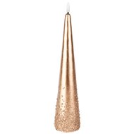 Dekoratief | Kegelkaars m/pareltjes, goud, LED, 30cm | A255932