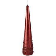 Dekoratief | Kegelkaars m/pareltjes, rood, LED, 30cm | A255933