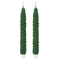 Dekoratief | Box 2 kaarsen &#039;Christmas Tree&#039;, groen, LED, 3x3x25cm | A255946