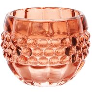 Dekoratief | Theelichthouder 'Bulbs', oranje/transparant, glas, 8x8x6cm | A255981