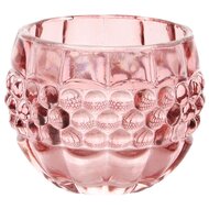 Dekoratief | Theelichthouder 'Bulbs', roze/transparant, glas, 8x8x6cm | A255983