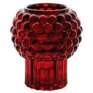 Dekoratief | Theelichthouder op voet 'Bulbs', rood, glas, 8x8x9cm | A255986