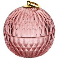 Dekoratief | Bonbonnière, roze/goud/transparant, glas, 11x11x12cm | A255991