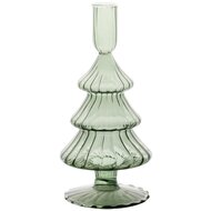Dekoratief | Kaarsenhouder 'Tree', groen, glas, 11x11x21cm | A255996