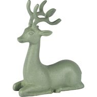 Dekoratief | Deco hert liggend, groen, metaal, 19x14x25cm | A258038