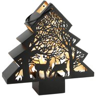 Dekoratief | Windlicht boom 'Forest Reindeer', zwart/goud, metaal, 20x5x20cm | A258099