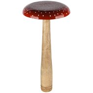 Dekoratief | Paddenstoel m/stippen, rood/wit, hout, 25x25x55cm | A258203