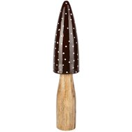 Dekoratief | Paddenstoel m/stippen, bruin/wit, hout, 9x9x35cm | A258221