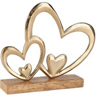 Dekoratief | Deco harten op voet, goud, hout/metaal, 22x5x20cm | A258230