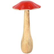 Dekoratief | Paddenstoel, rood/naturel, hout/email, 15x15x29cm | A258236