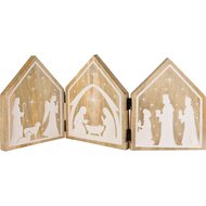 Dekoratief | Drieluikje nativity, naturel/wit, hout, 46x2x20cm | A258302