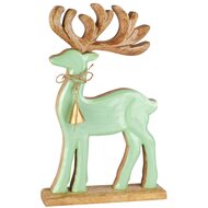 Dekoratief | Deco hert, groen, hout/email, 20x5x32cm | A258312