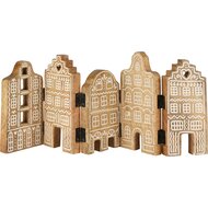 Dekoratief | Deco huizenrij, naturel/wit, hout, 41x2x19cm | A258315