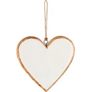 Dekoratief | Hanger hart, wit/naturel, hout/email, 13x1x13cm | A258317