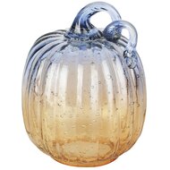 Dekoratief | Deco pompoen, blauw/oranje, glas, 11x11x14cm | A258334