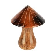Dekoratief | Paddenstoel 'Carousel', bruin/naturel, hout, 9x9x10cm | A258410