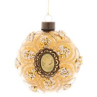 Dekoratief | Hanger bal m/steentjes, goud, glas, 10x10x10cm | A259013