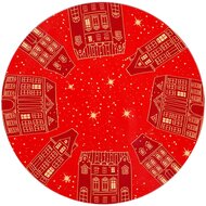 Dekoratief | Deco schaal m/huizen, rood, PVC, 33x33cm | A259028