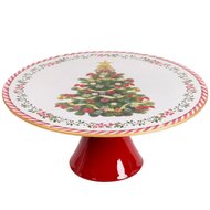 Dekoratief | Taartschotel op voet &#039;Christmas Tree&#039;, rood, PVC, 33x33x14cm | A259029