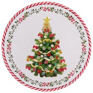 Dekoratief | Deco schaal 'Christmas Tree', rood/wit, PVC, 33x33cm | A259030