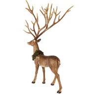 Dekoratief | Hert staand m/krans, bruin/naturel, resina, 33x23x58cm | A255038