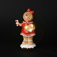 Dekoratief | Cookie m/hartje/zuurstok, bruin/rood, resina, LED, 11x10x24cm | A255081
