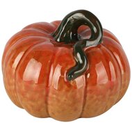 Dekoratief | Deco pompoen, oranje/groen, porselein, 16x15x11cm | A255126