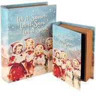 Dekoratief | Set 2 boekdozen &#039;Christmas Choir&#039;, hout, 20x15x6cm | A255151