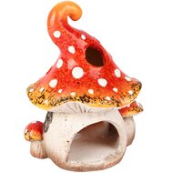 Dekoratief | Theelichthouder paddenstoelhuisje, oranje, keramiek, 12x11x15cm | A255188