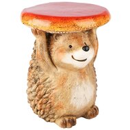 Dekoratief | Egel &#039;Bruno&#039; m/paddenstoel, bruin/oranje, resina/magnesium, 27x26x34cm | A255199