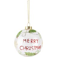 Dekoratief | Hanger bal &#039;Merry Christmas&#039;, transparant, glas, 8x8x8cm | A255299