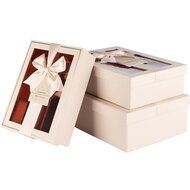 Dekoratief | Set 3 dozen RH m/striklint, beige/transparant, karton, 29x21x9cm | A255310