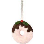 Dekoratief | Hanger donut, roze/bruin, stof, 9x9x3cm | A255345