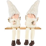 Dekoratief | Engelkindje m/hangbenen, goud/wit, TC, 7x5x10cm, set van 2 stuks | A255403