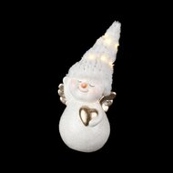 Dekoratief | Sneeuwman m/hartje, goud/wit, TC, LED, 12x9x18cm | A255404