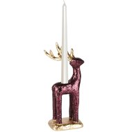 Dekoratief | Kaarsenhouder rendier, bordeau/goud, resina, 11x10x23cm | A255427