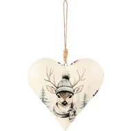 Dekoratief | Hanger hart &#039;Winter Deer&#039;, metaal, 15x15x3cm | A255478