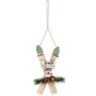 Dekoratief | Hanger ski&#039;s &#039;Winter Deer&#039;, hout, 14x7x4cm | A255487