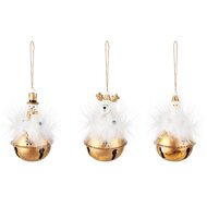Dekoratief | Hanger bel m/santa/rudolf/sneeuwman, resina, 7x7x11cm, set van 3 stuks | A255492