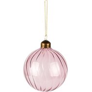 Dekoratief | Hanger kerstbal, roze, glas, 8x8x9cm | A255495