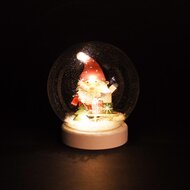 Dekoratief | Globe m/santa, groen/rood, glas/hout, LED, 12x12x13cm | A255501