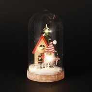 Dekoratief | Globe m/santa, groen/rood, glas/hout, LED, 10x10x17cm | A255502